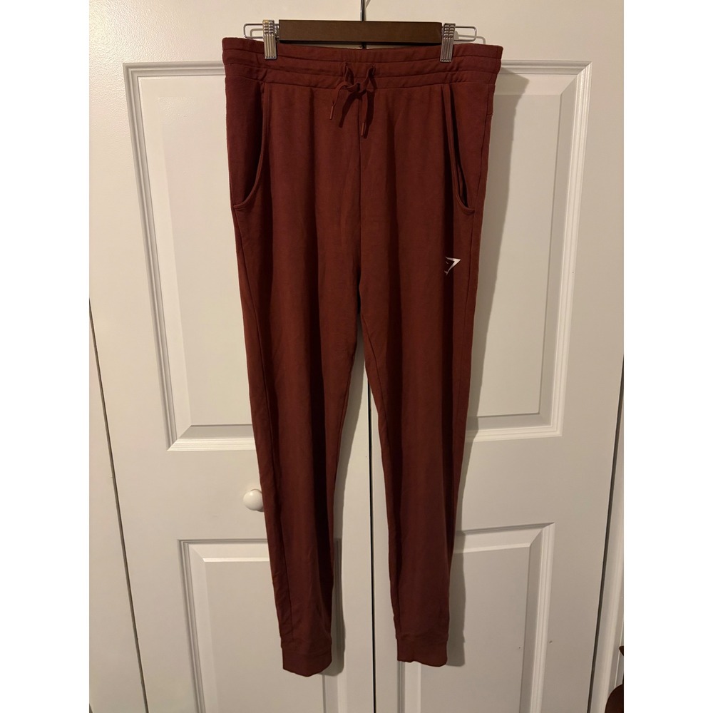 Gymshark Mens Joggers Burgundy Red Athletic Sweatpants Large Cuffed